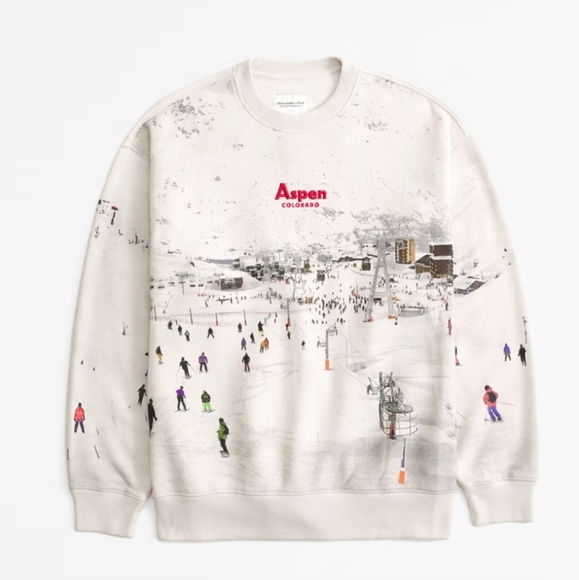 Abercrombie and fitch ski destination vintage Sunday crew neck Aspen Sweater - Picture 2 of 8